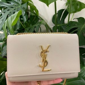 YSL Kate Medium Chain Bag In Grain De Poudre Embossed Leather